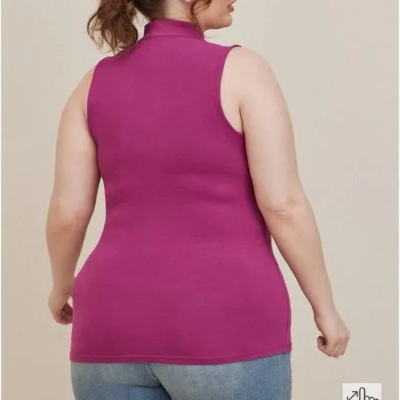 Torrid Size 2 Foxy Mock Neck Zip Up Tank NWT in color berry purple - Picture 2 of 9